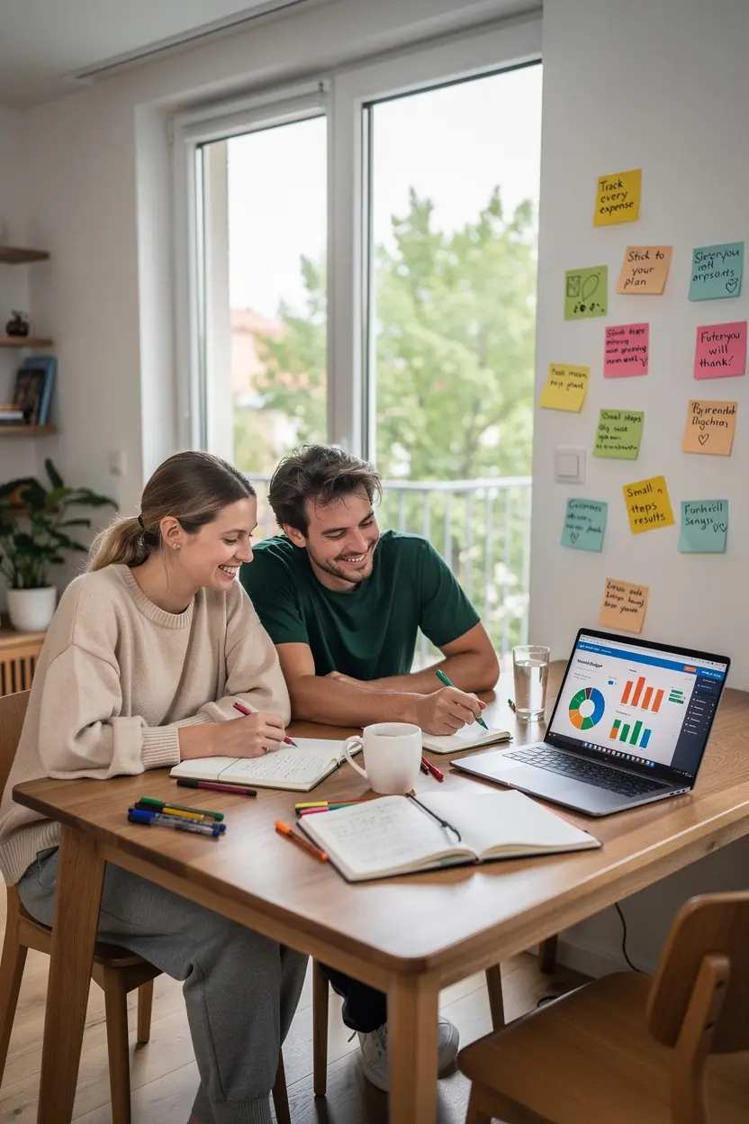 Színes diagram, amely bemutatja a havi kiadások optimalizálásának folyamatát.